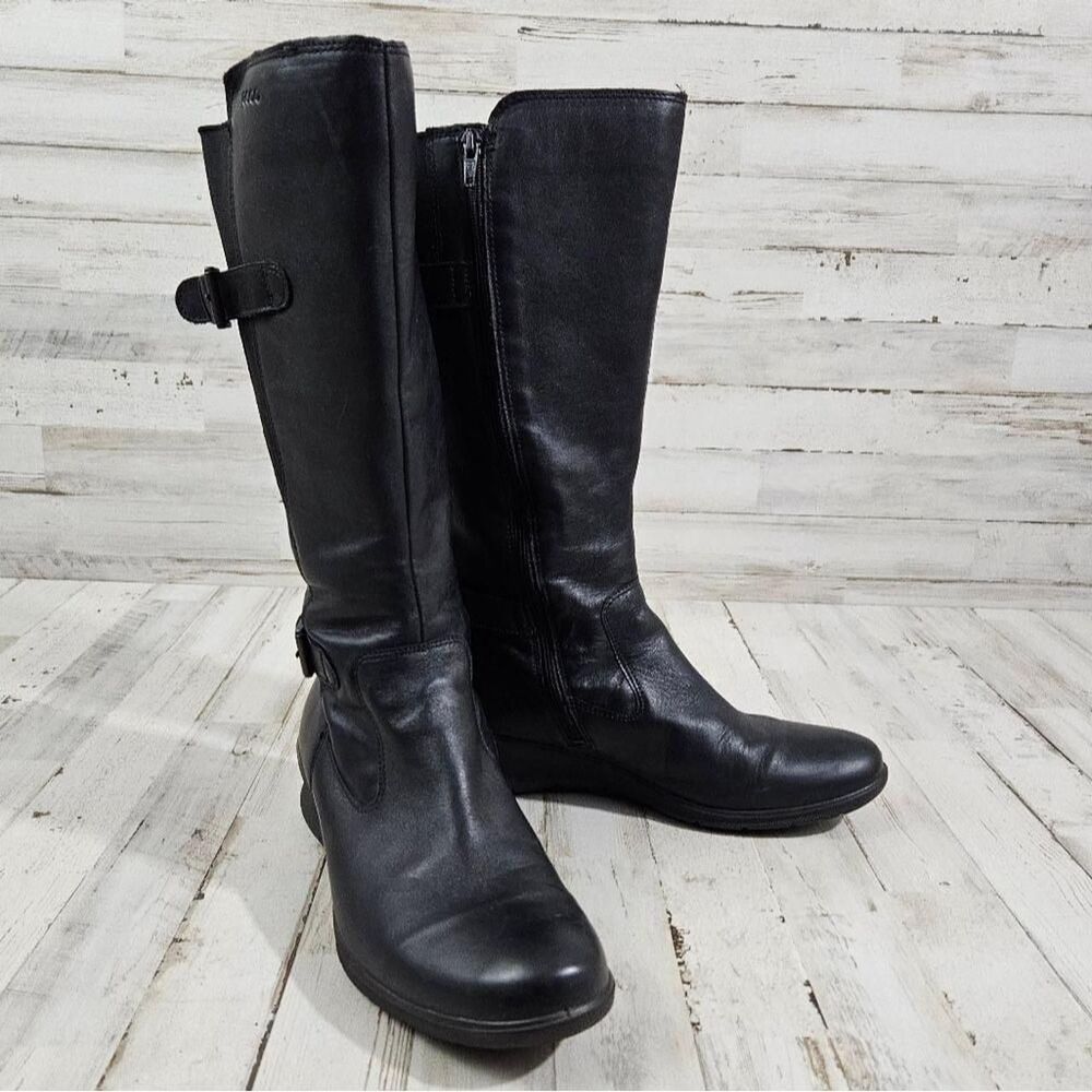 Ecco Women's Black Boots  leather buckle size EUR 41 US women's 10
